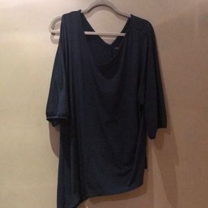 Navy Asymmetrical Singel cold shoulder shirt